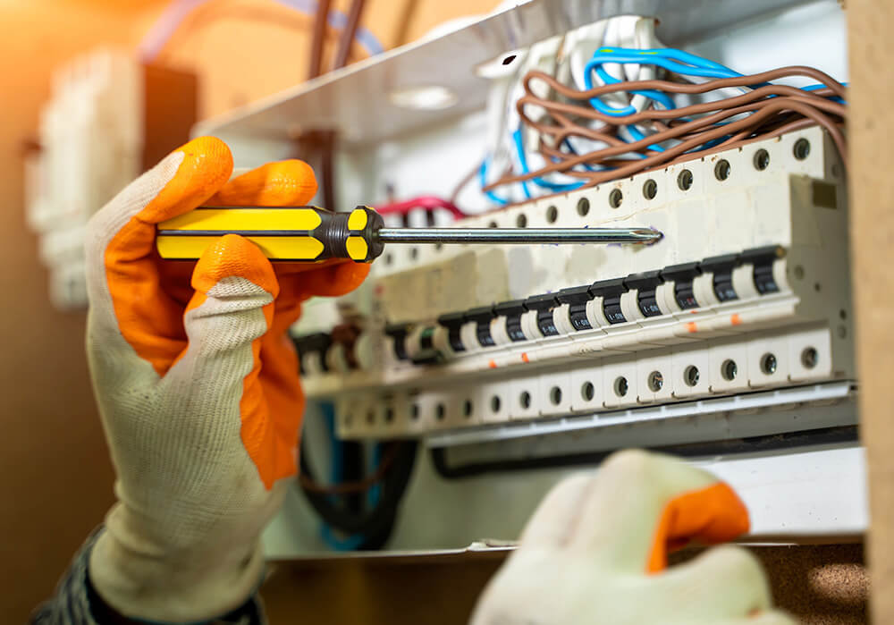 Electrician working in the field